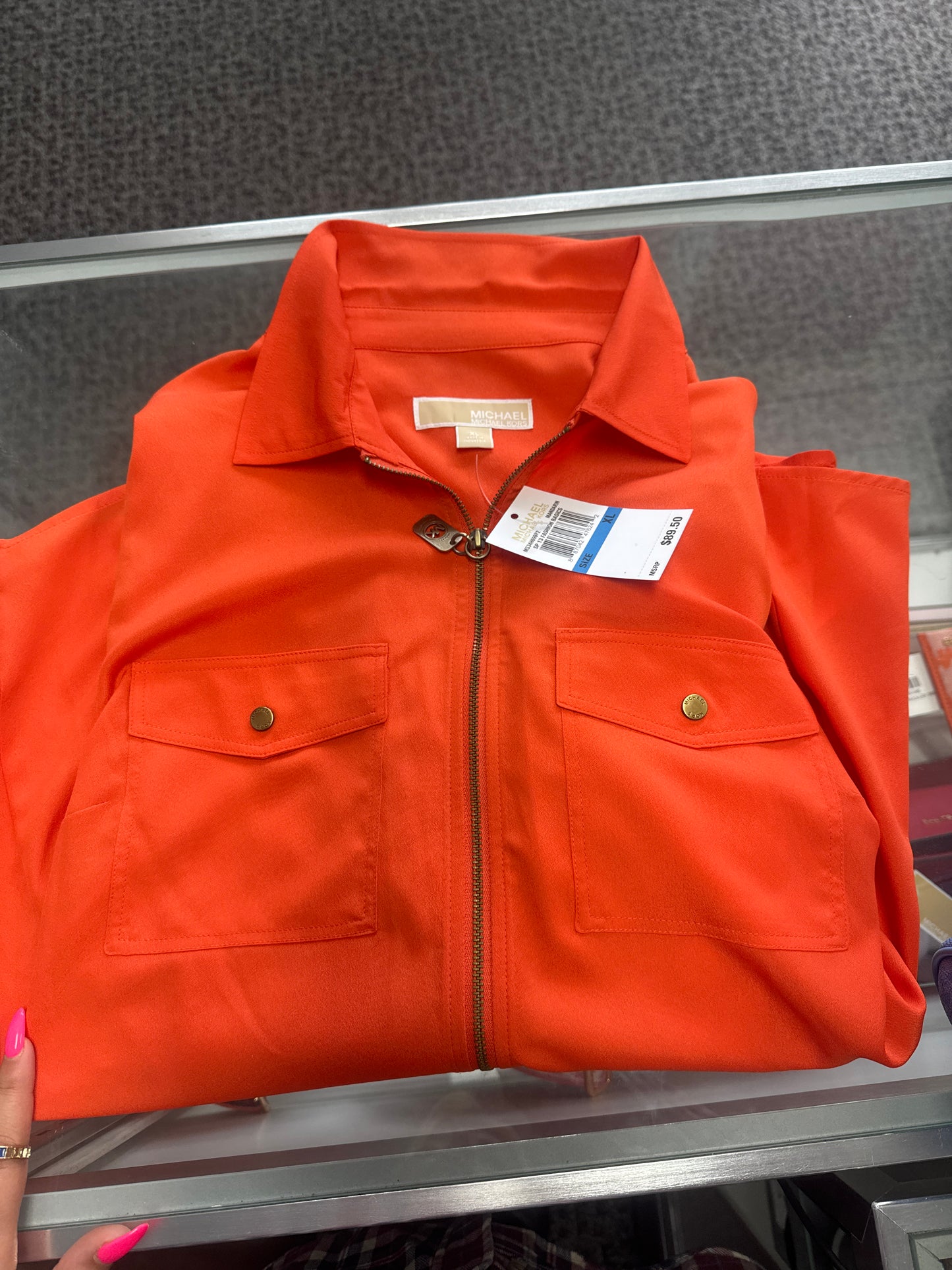 MICHAEL KORS MANDARIN ZIP UP LONG SLEEVE XL