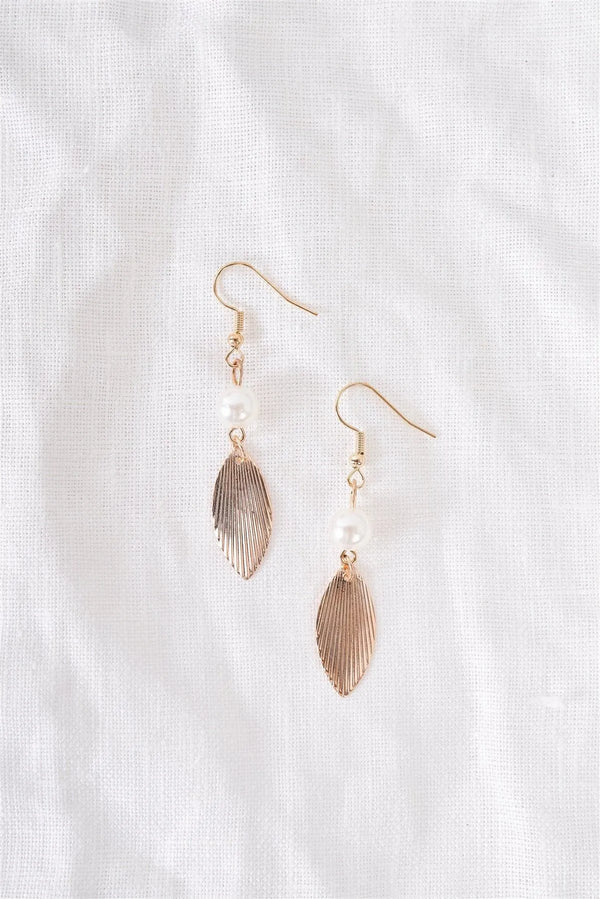 Goldy Feather Drop Earrings
