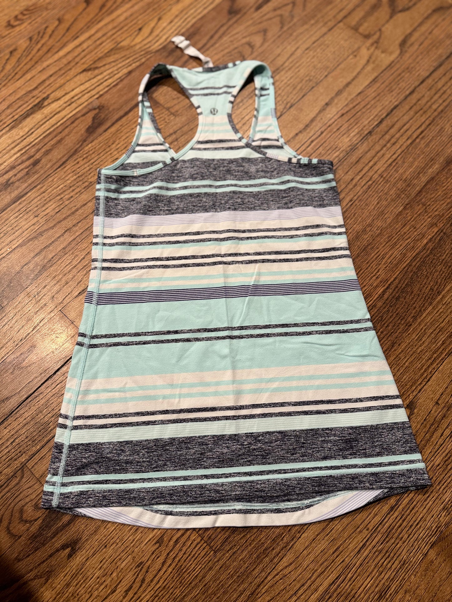 (SZ8) Lululemon Cool Racerback Groovy Stripe Static Wave Cadet Blue