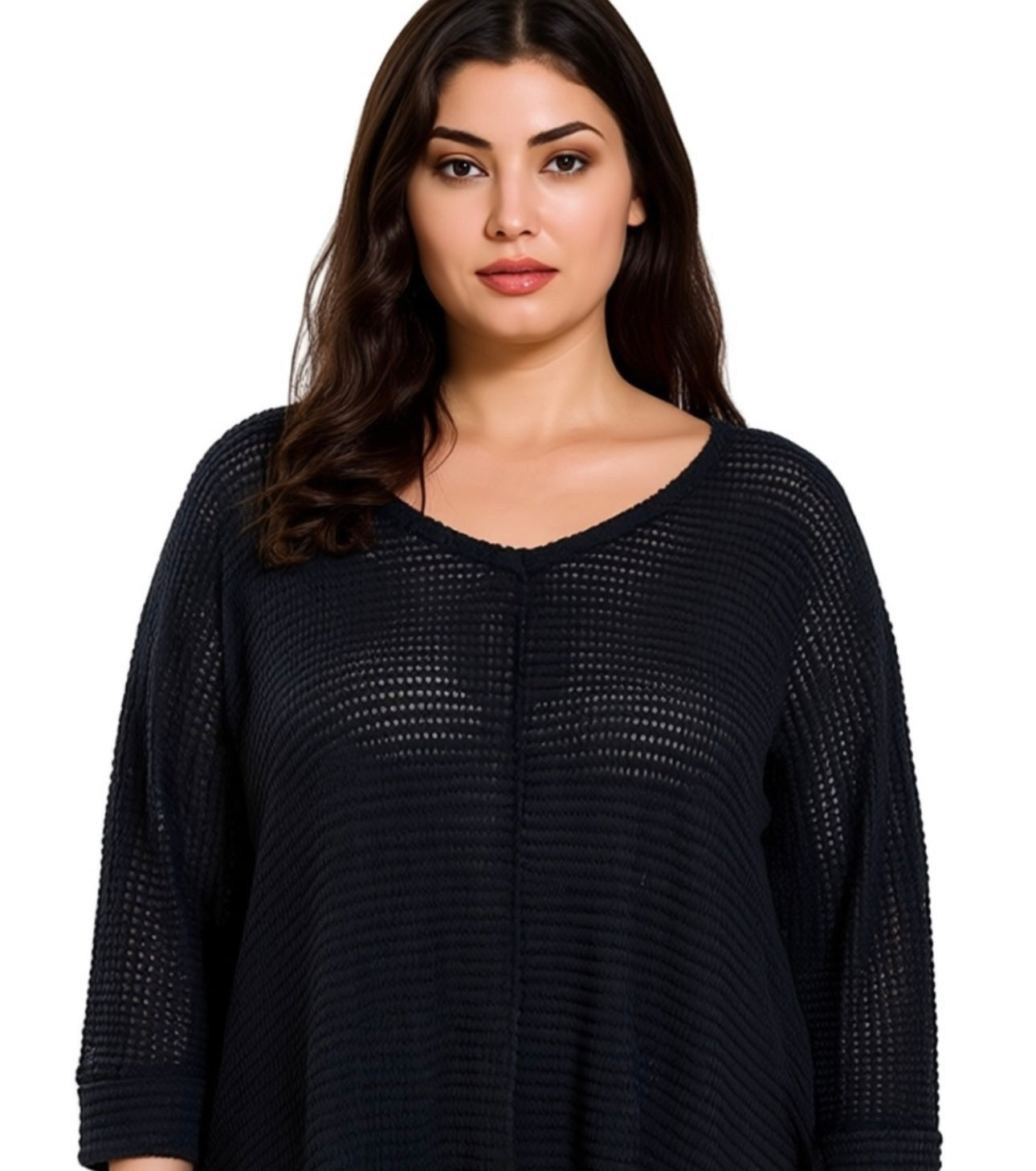 PLUS SIZE SLIMMING SHEER SWEATER