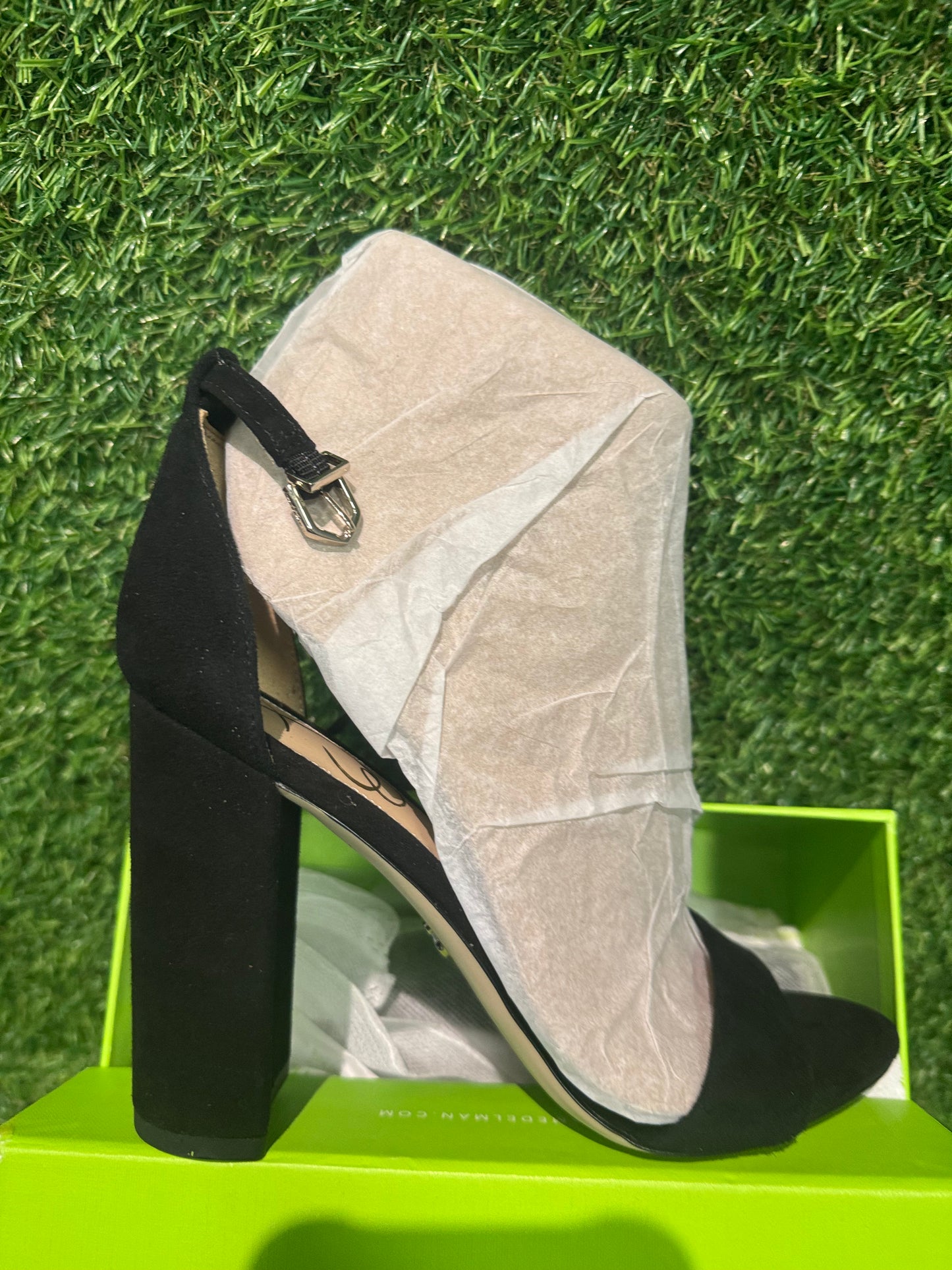 Sam Eldelman Chunky Heel Black Suede Size 7