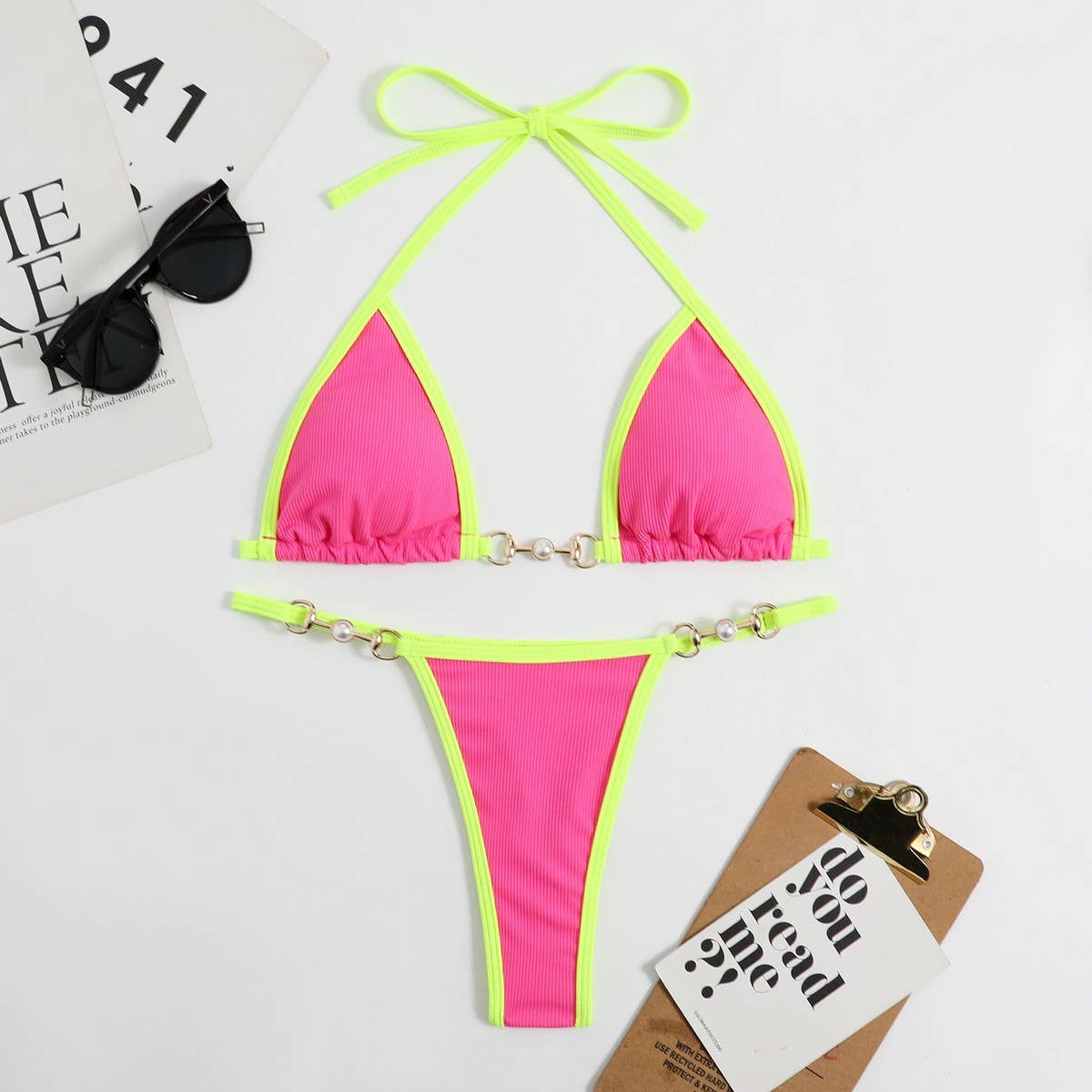 Metallic Bikini Set - Sexy Fluorescent Swimsuit_CWMW0148