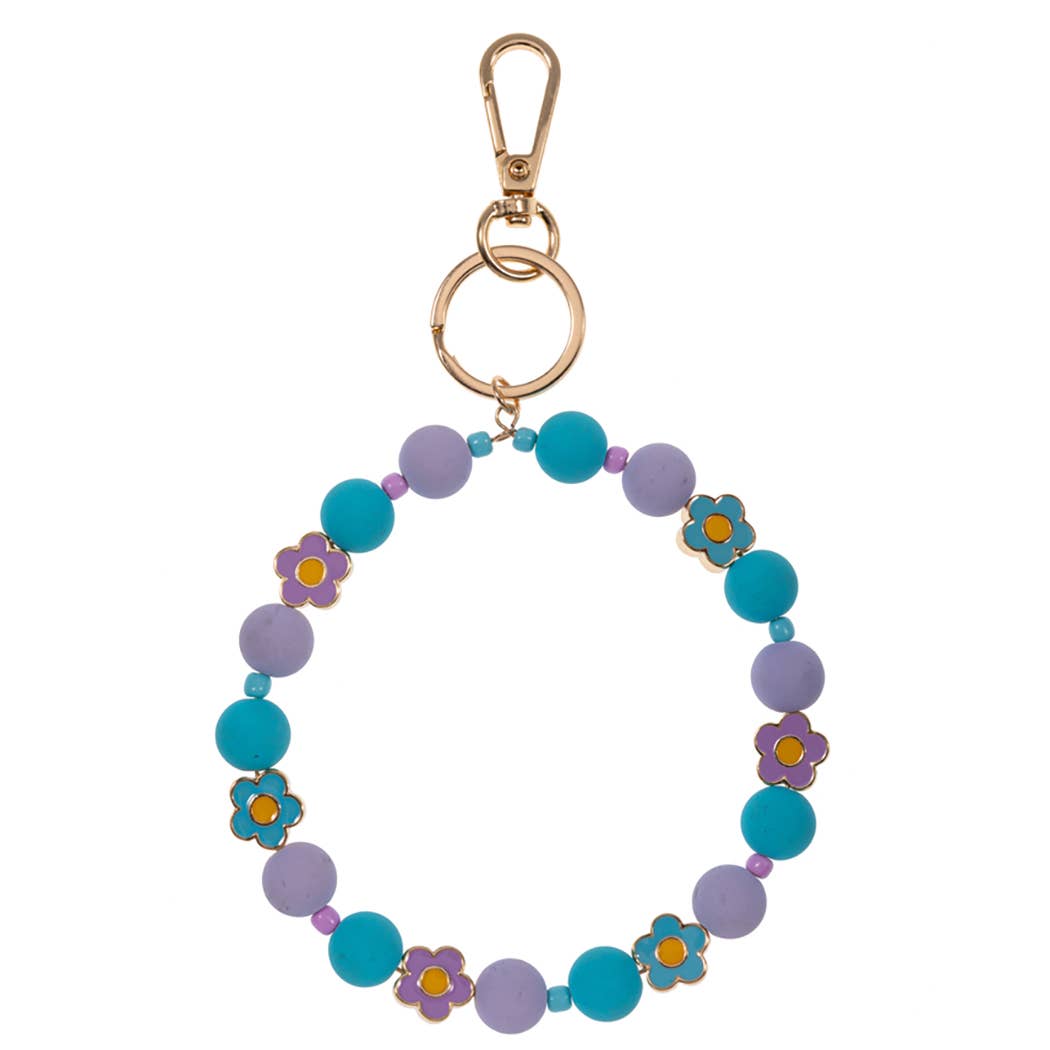 Flower with Enamel Coated Beads Keychain