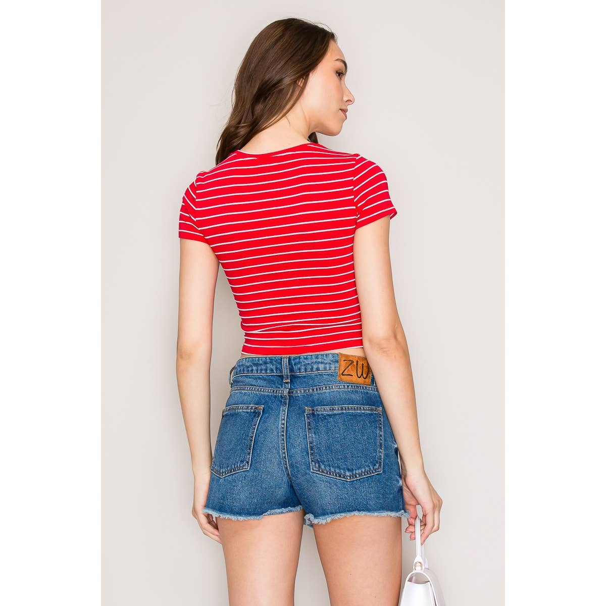 Striped Crew Neck Short Sleeve Cotton Jersey Top