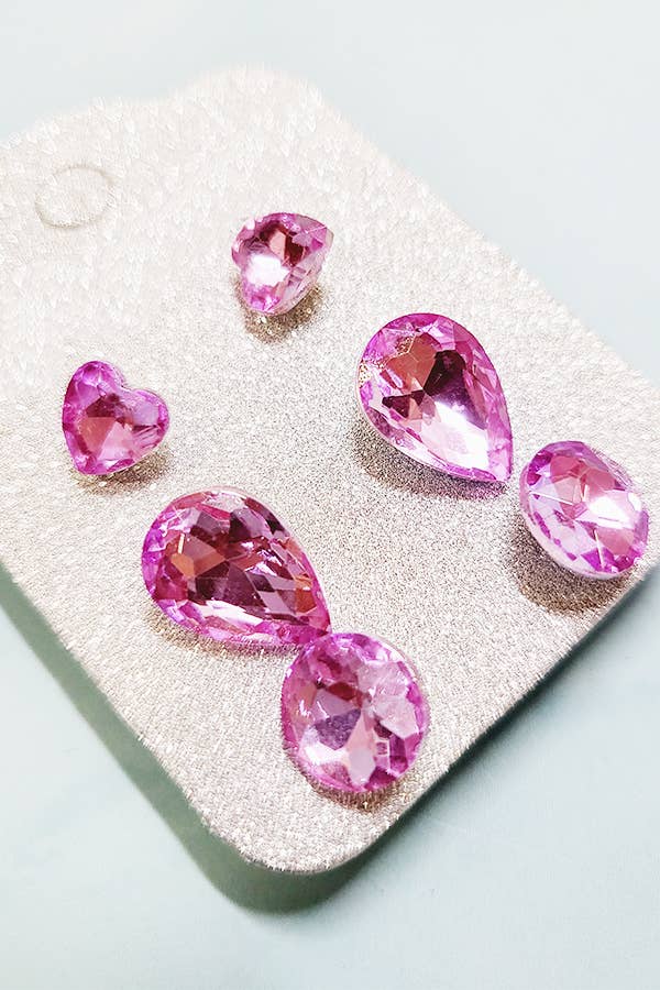 3 Pair Multi Stud Earrings Set