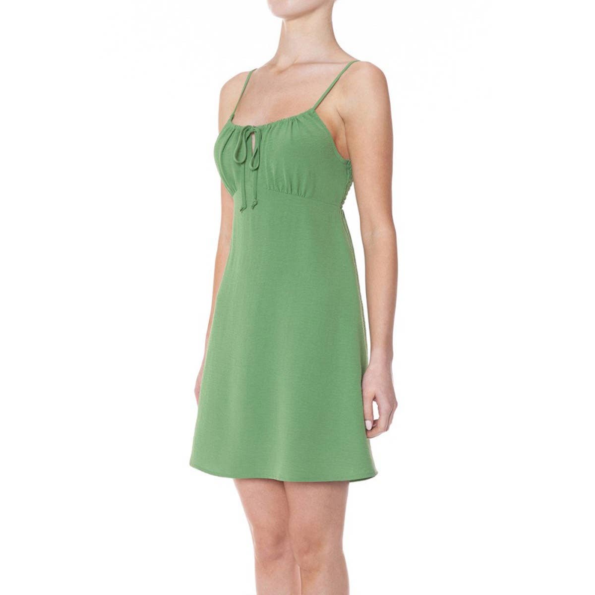 GREEN SQUARE NECK MINI DRESS