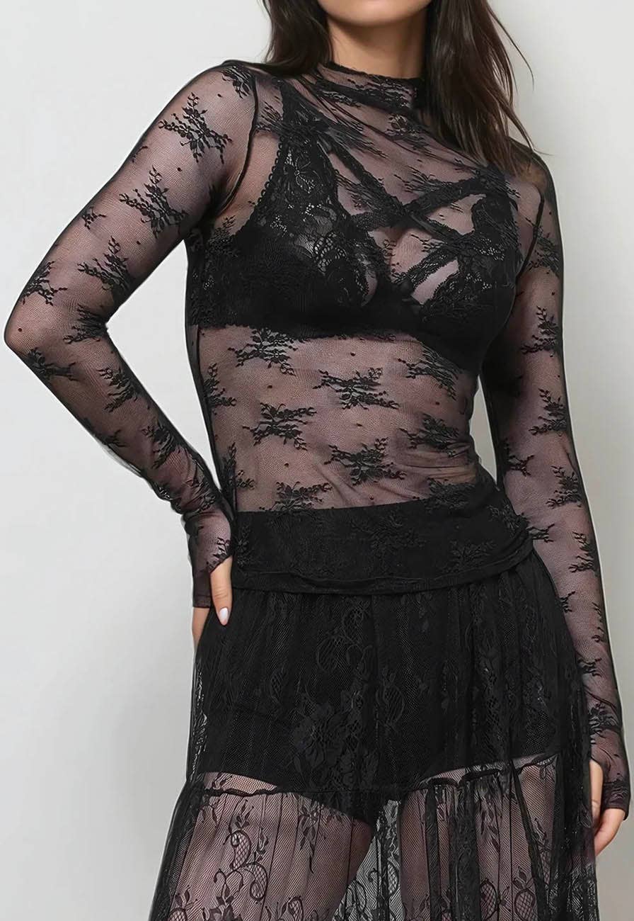 Retro Veil Lace Top