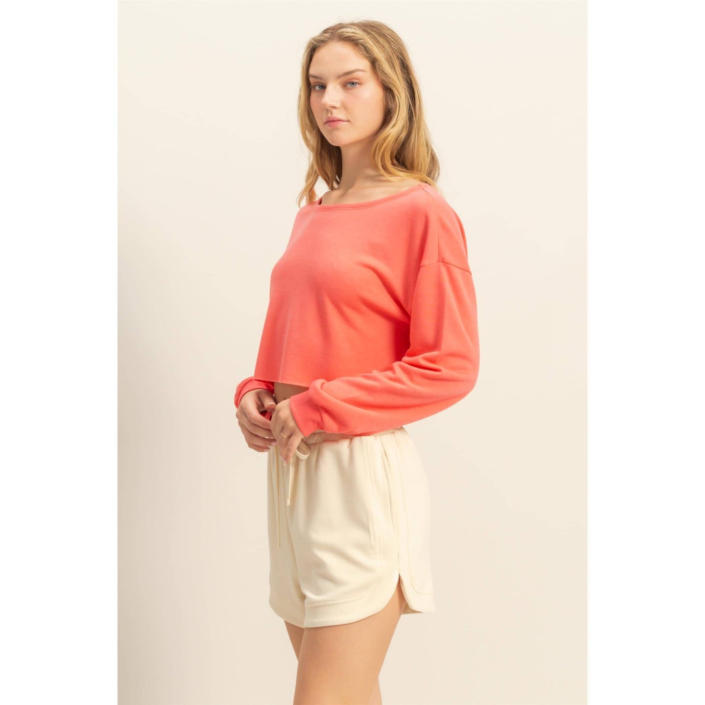 Casually Cute Boat Neck Long Sleeve Top