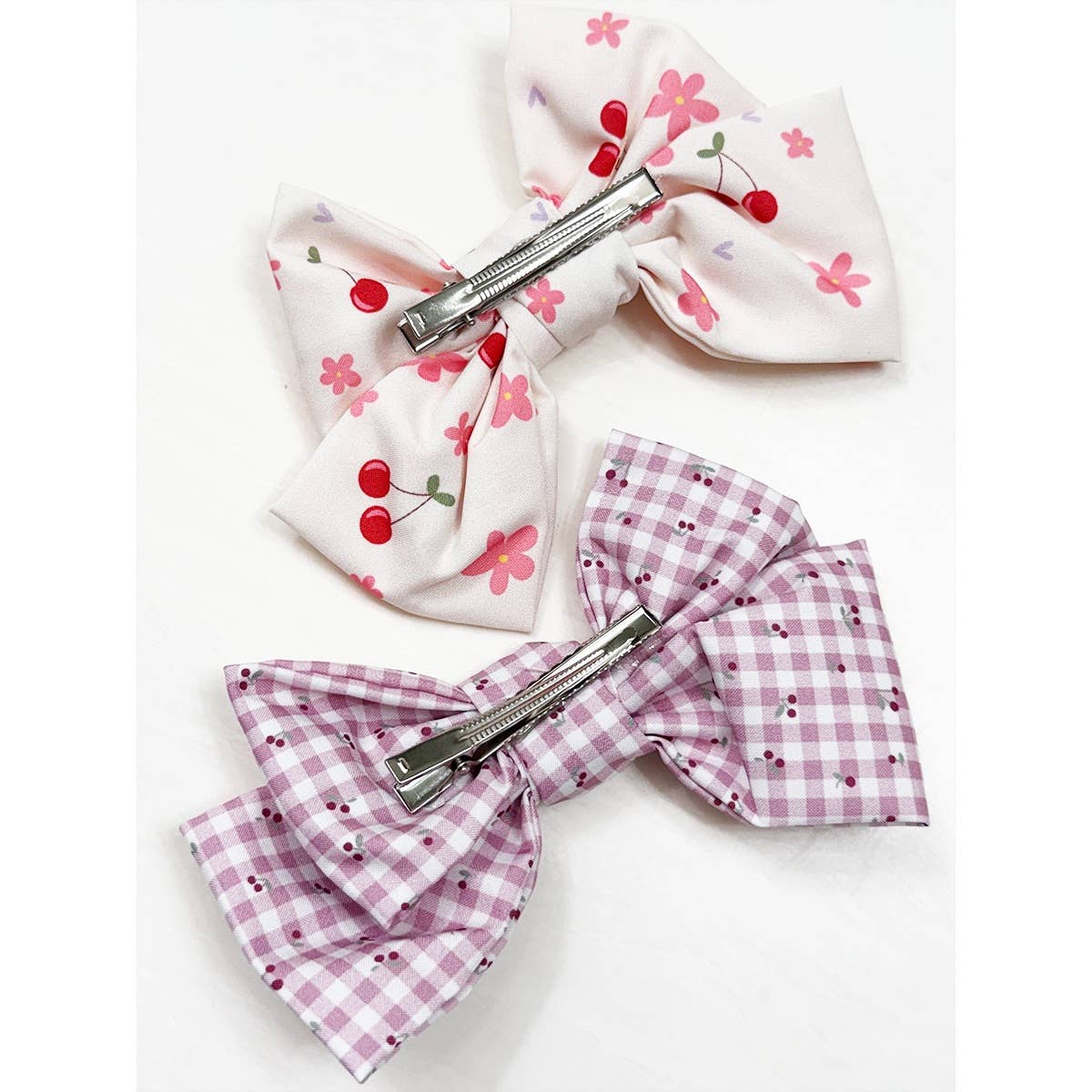 Double Layer Cherry Bow Hair Clips