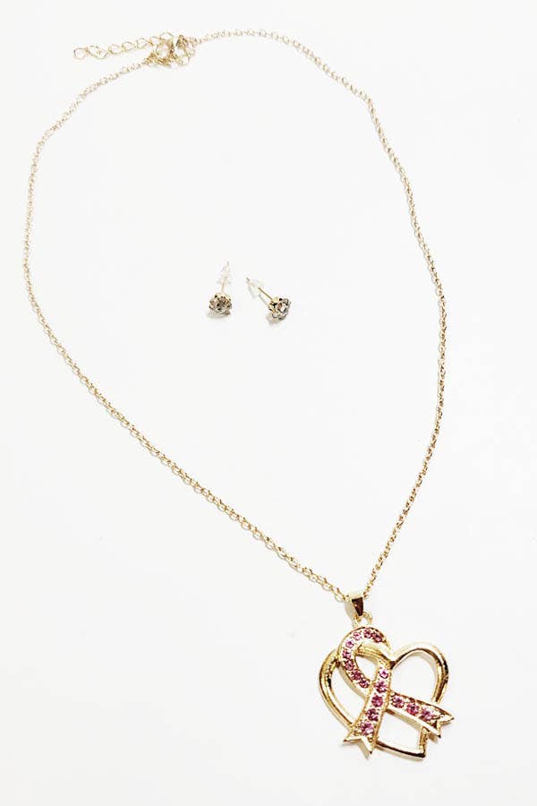 Breast Cancer Awareness Ribbon Necklace