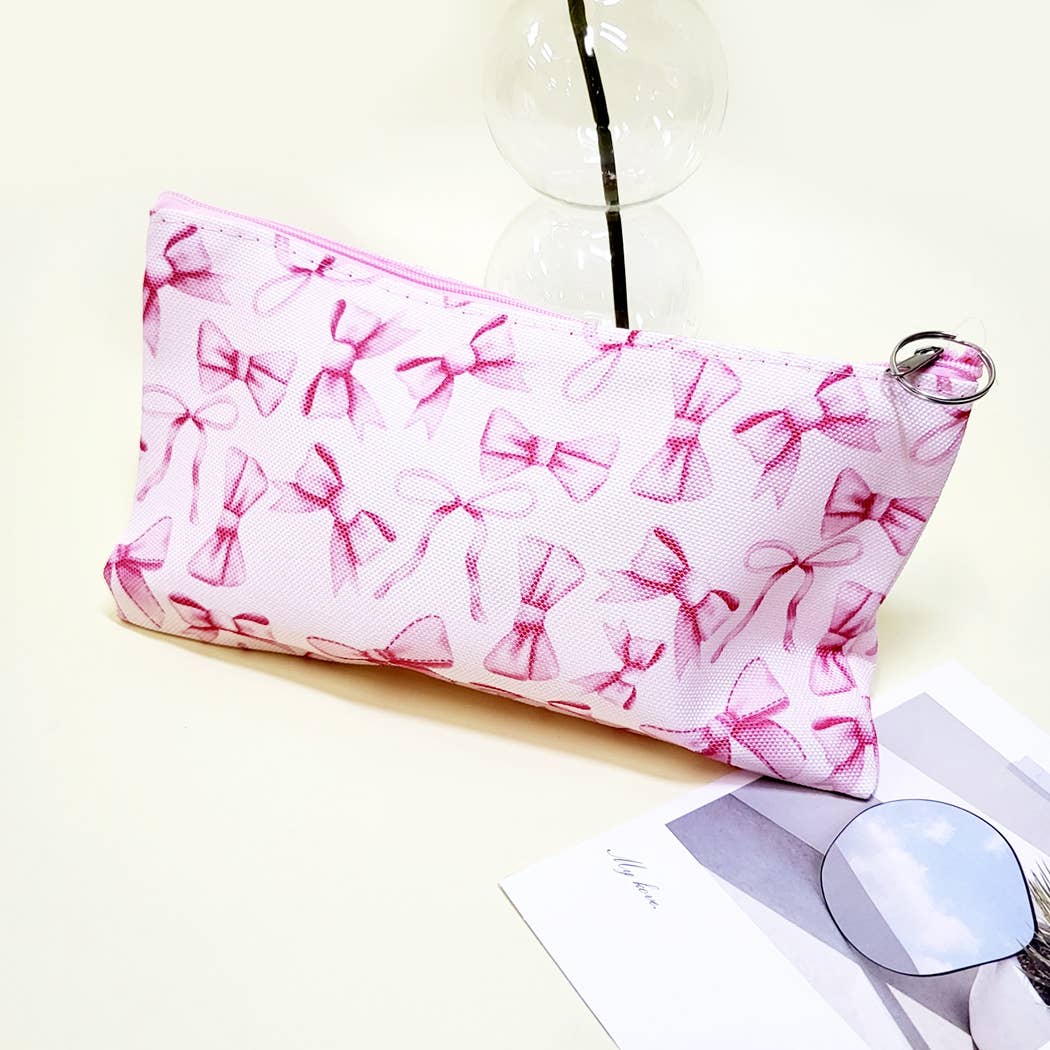 Bow Printed Makeup Bag