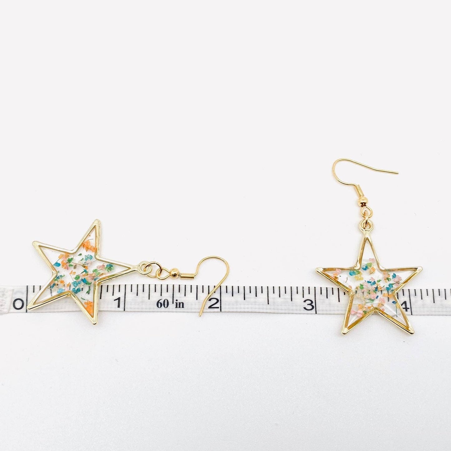 Floral Stars Genuine Dried Flower Dangle Earrings