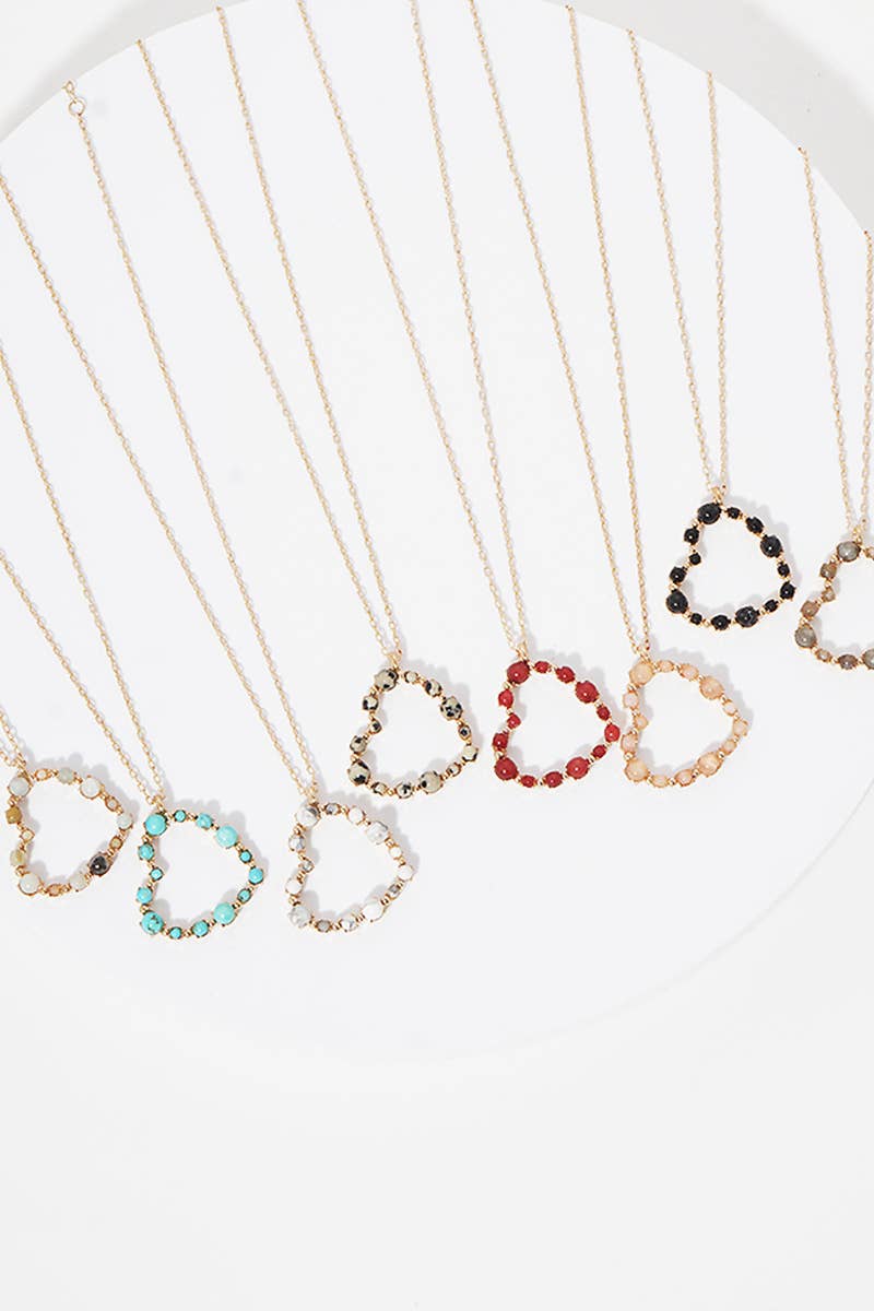 Heart Shaped Semi-Precious Stone Necklaces