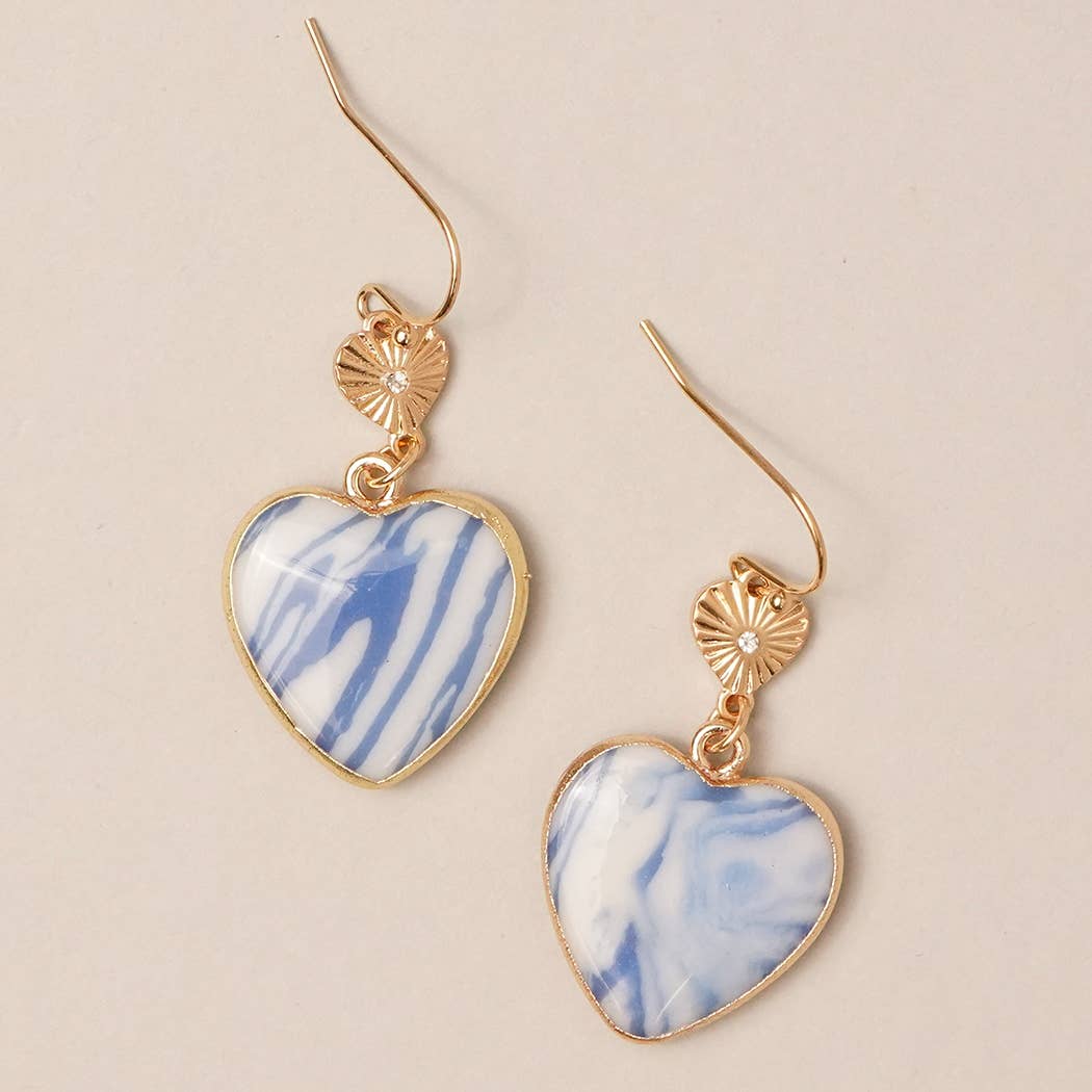 Heart-Shaped Semi-Precious Stone Hook Earring