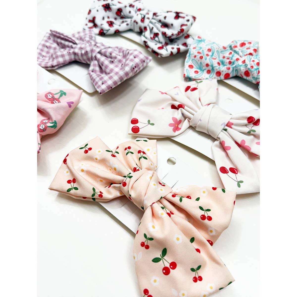 Double Layer Cherry Bow Hair Clips