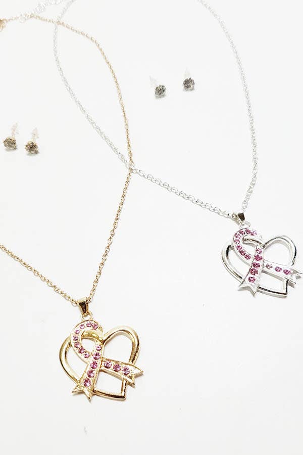 Breast Cancer Awareness Ribbon Necklace