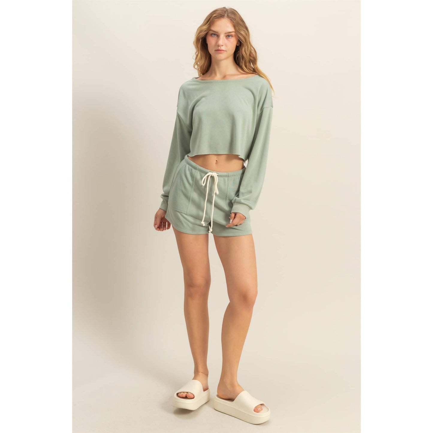 Casually Cute Boat Neck Long Sleeve Top