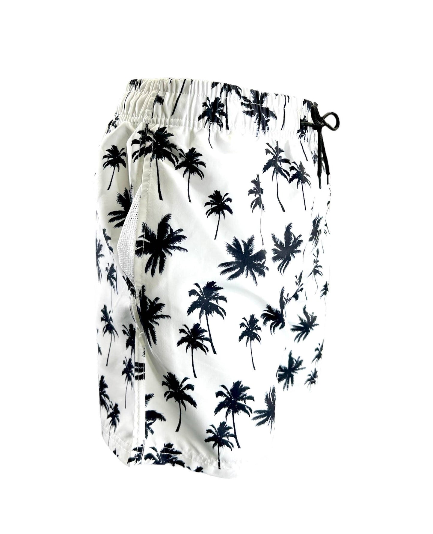 Palms on White Men's Swim Trunks Short