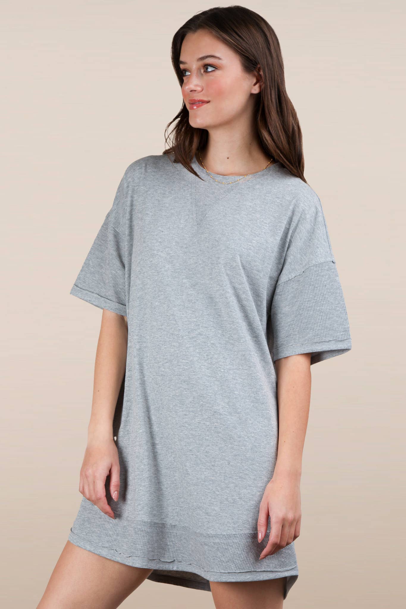 Mineral Washed Comfy Casual Knit Mini Dress