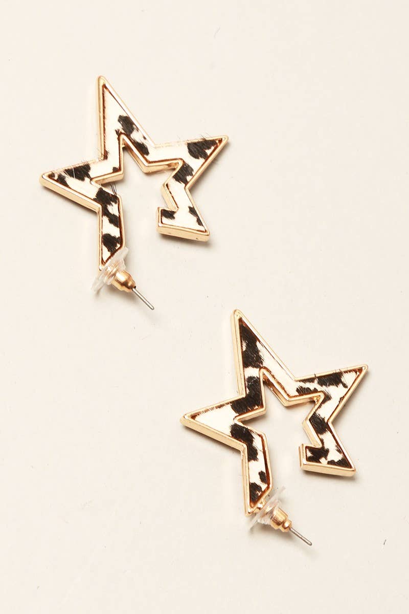Star Shape Multi Animal Print Hoop Earrings