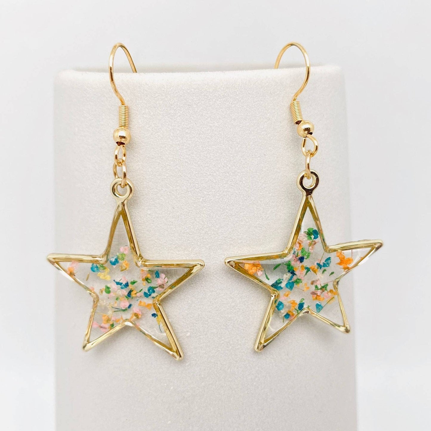 Floral Stars Genuine Dried Flower Dangle Earrings