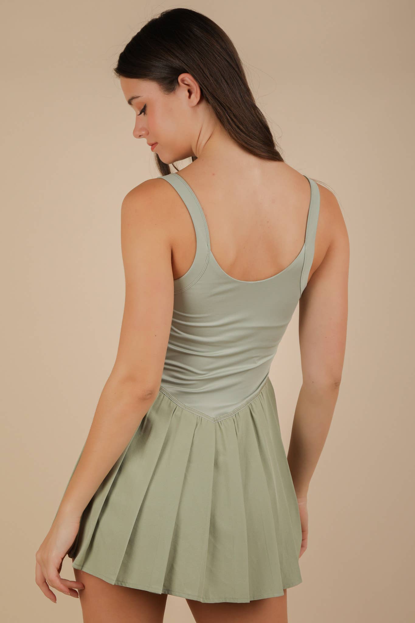 Pleated Skirt Activewear Dress W/ Under Shorts