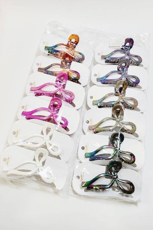 Glossy Effect Ribbon Hair Claw Clip
