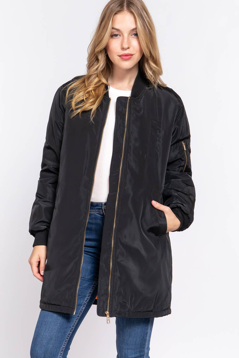 Long Line Bomber Jacket