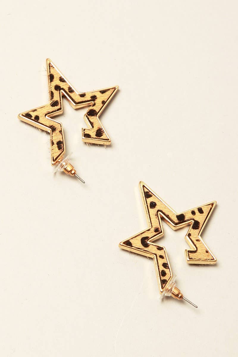 Star Shape Multi Animal Print Hoop Earrings