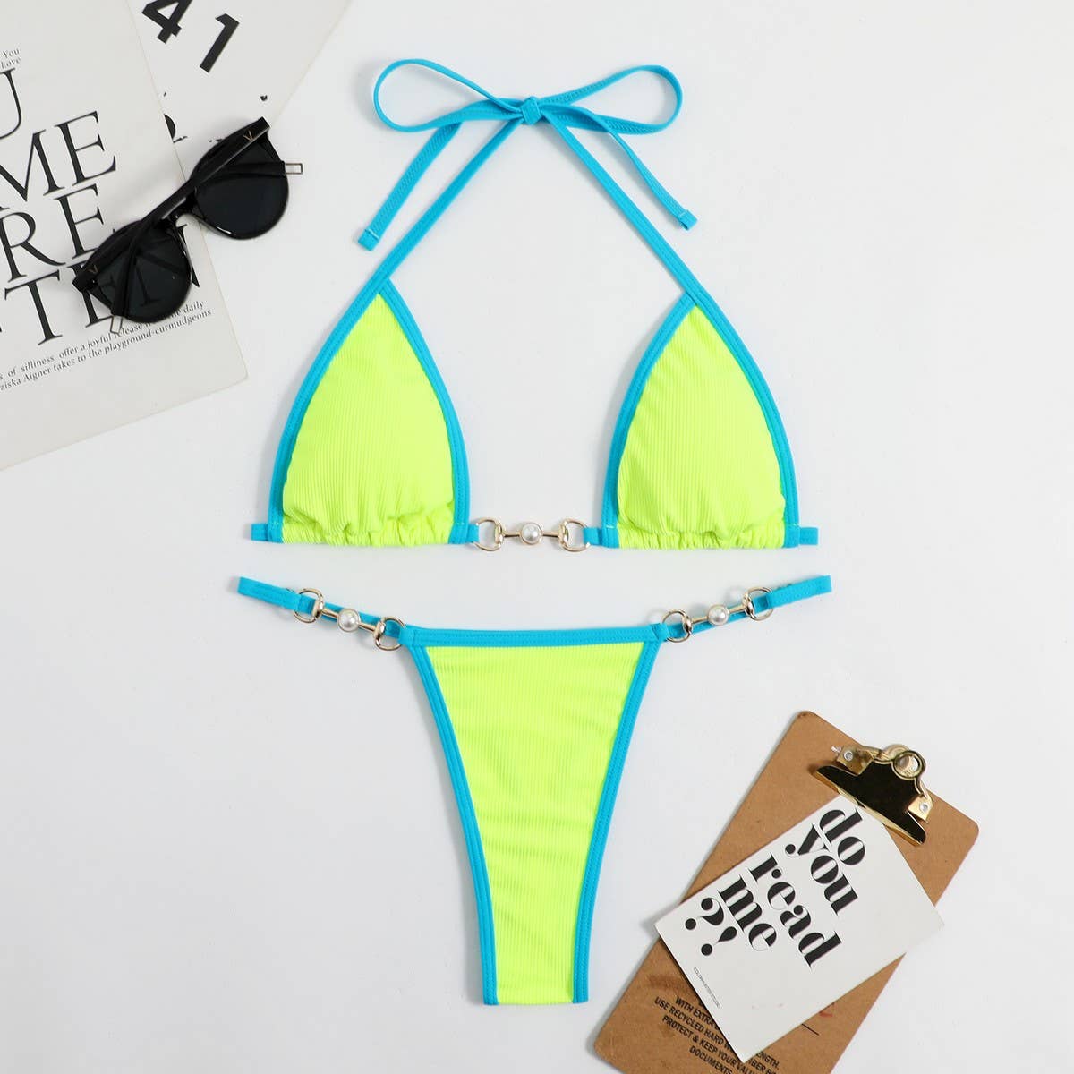 Metallic Bikini Set - Sexy Fluorescent Swimsuit_CWMW0148