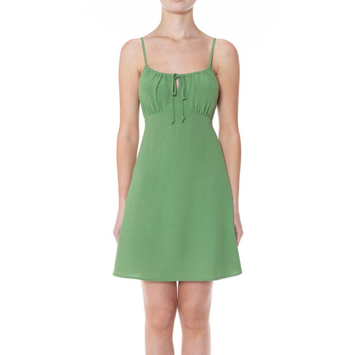 GREEN SQUARE NECK MINI DRESS