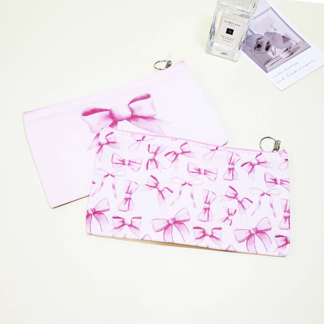 Bow Printed Makeup Bag