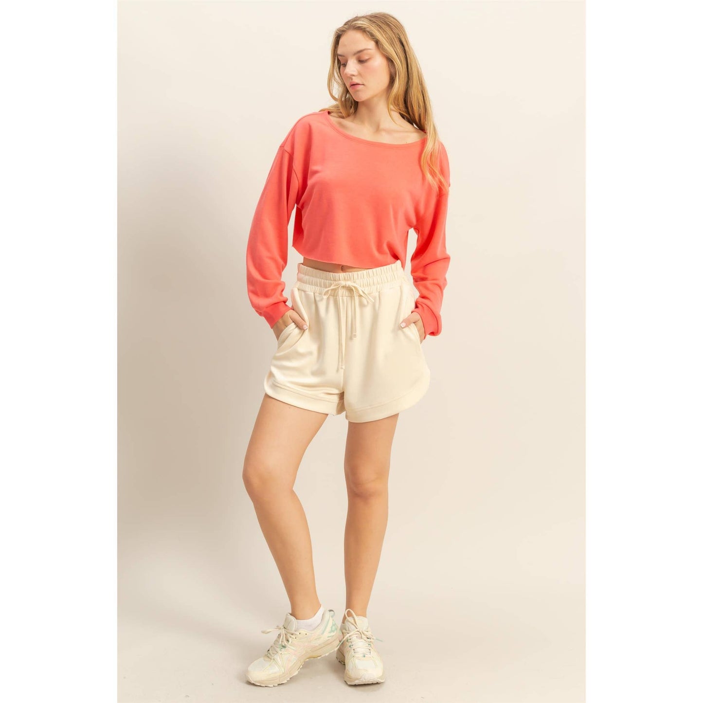 Casually Cute Boat Neck Long Sleeve Top