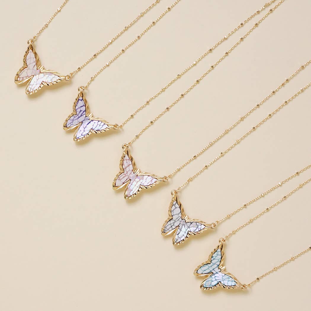 Leather Butterfly Pendant Necklace