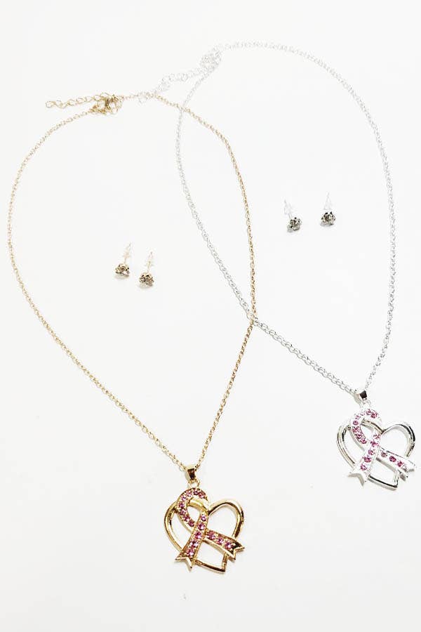 Breast Cancer Awareness Ribbon Necklace
