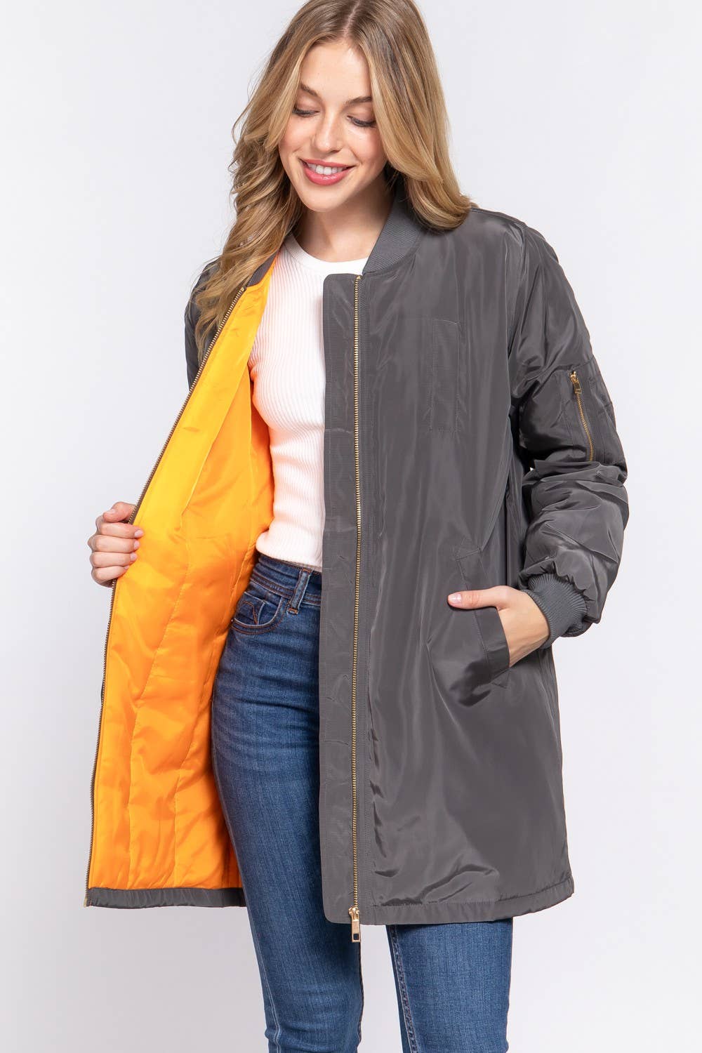 Long Line Bomber Jacket