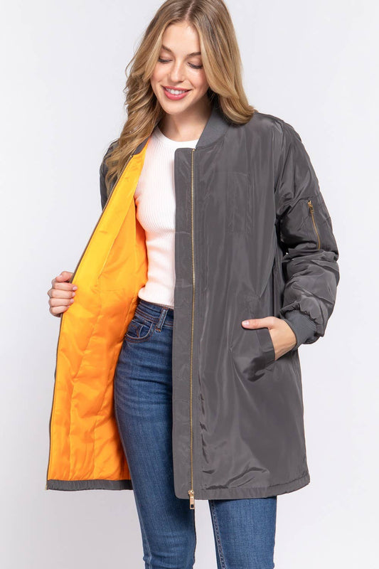 Long Line Bomber Jacket