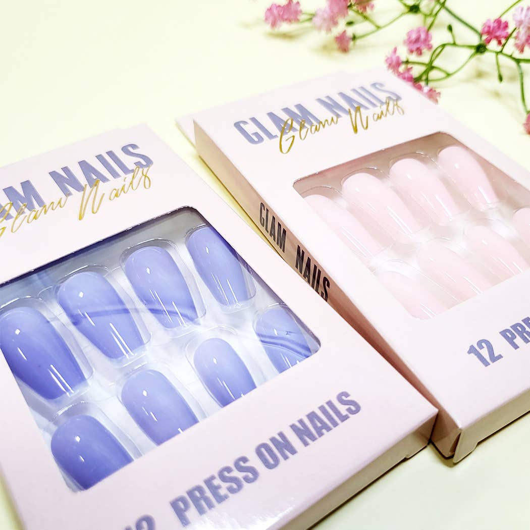 Glossy Coffin Shape Pre Glued Press On Nail Set