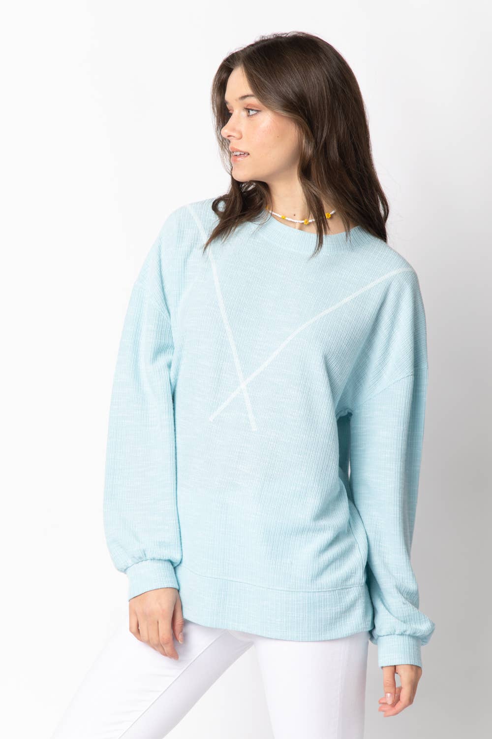 Ribbed Knit V Stitch Top
