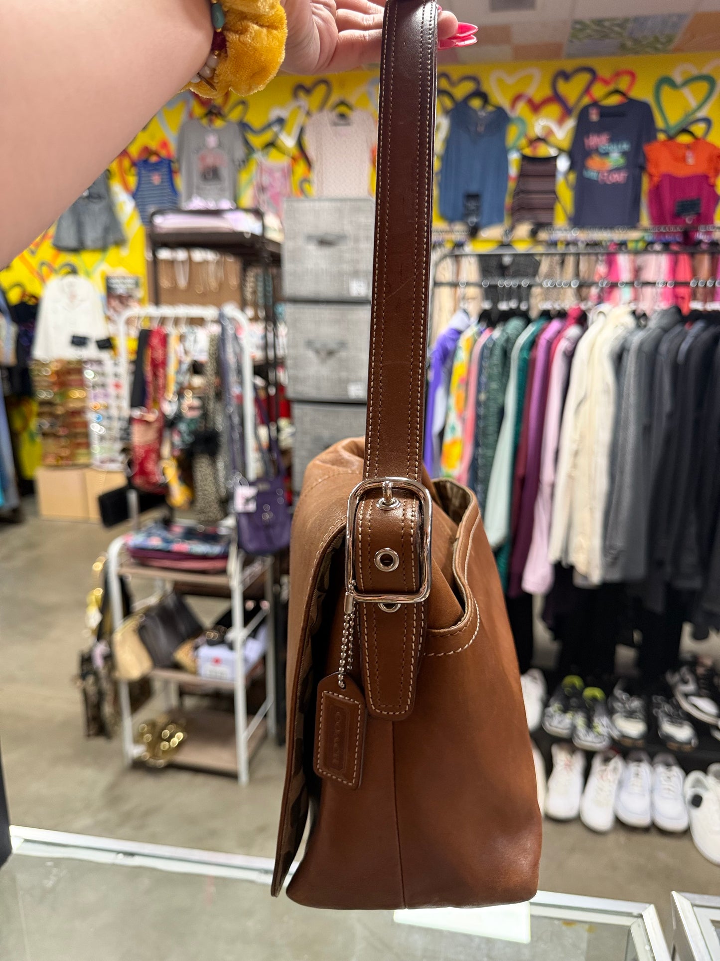 Coach Vintage Hampton Cognac Leather Shoulder Bag **AUTHENTICATED**