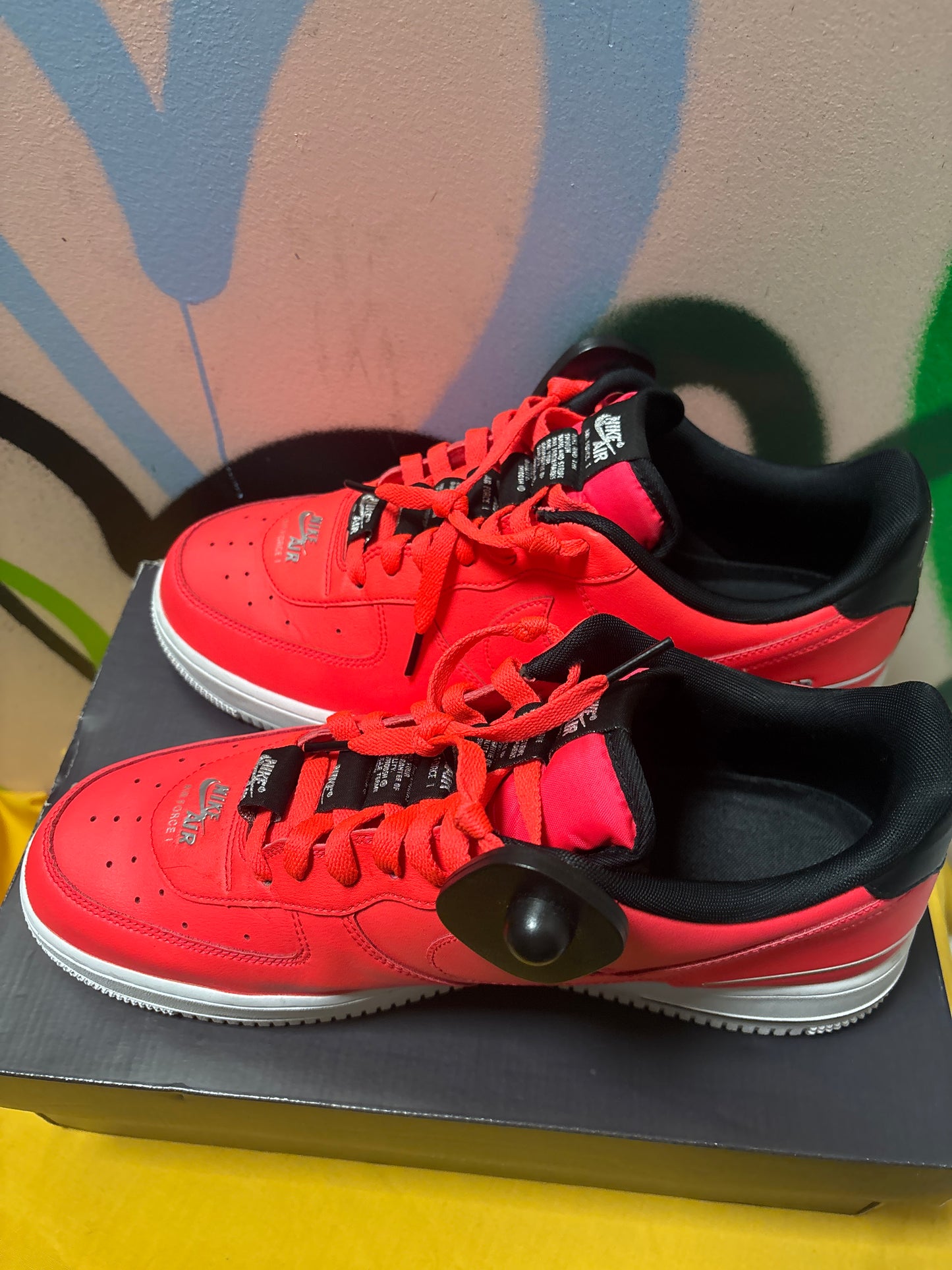 Nike Air Force 1 '07 LV8 "Double Air Pack" sneakers in the Laser Crimson colorway Women’s 12.5 Men’s 11