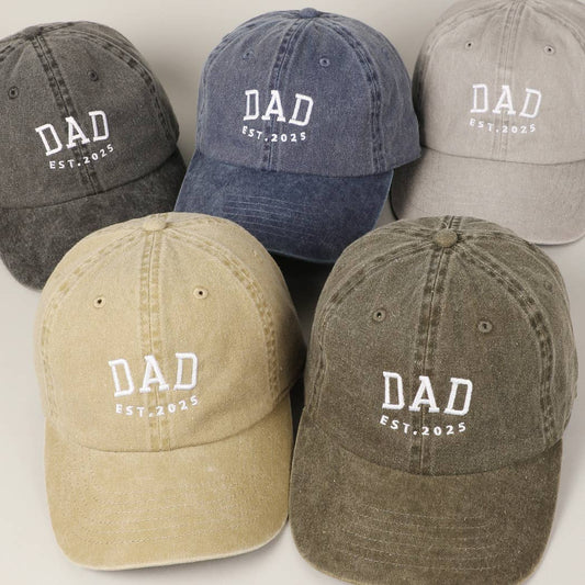 DAD EST.2025 Lettering Embroidery Baseball Cap