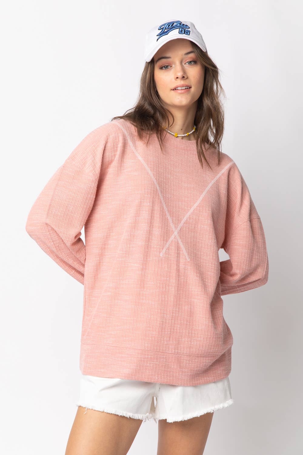 Ribbed Knit V Stitch Top