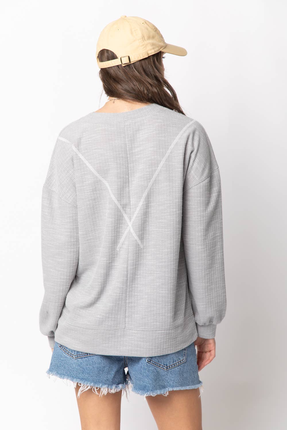 Ribbed Knit V Stitch Top