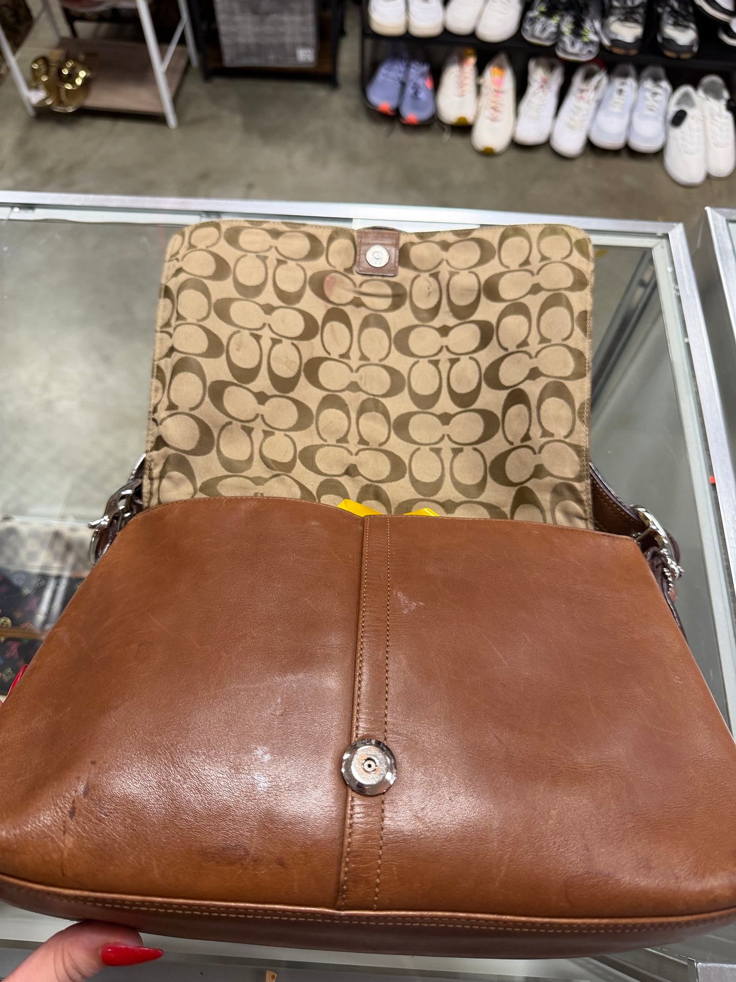 Coach Vintage Hampton Cognac Leather Shoulder Bag **AUTHENTICATED**