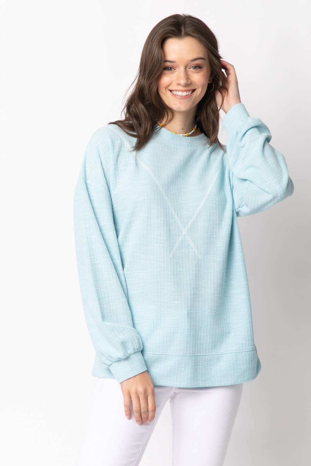 Ribbed Knit V Stitch Top
