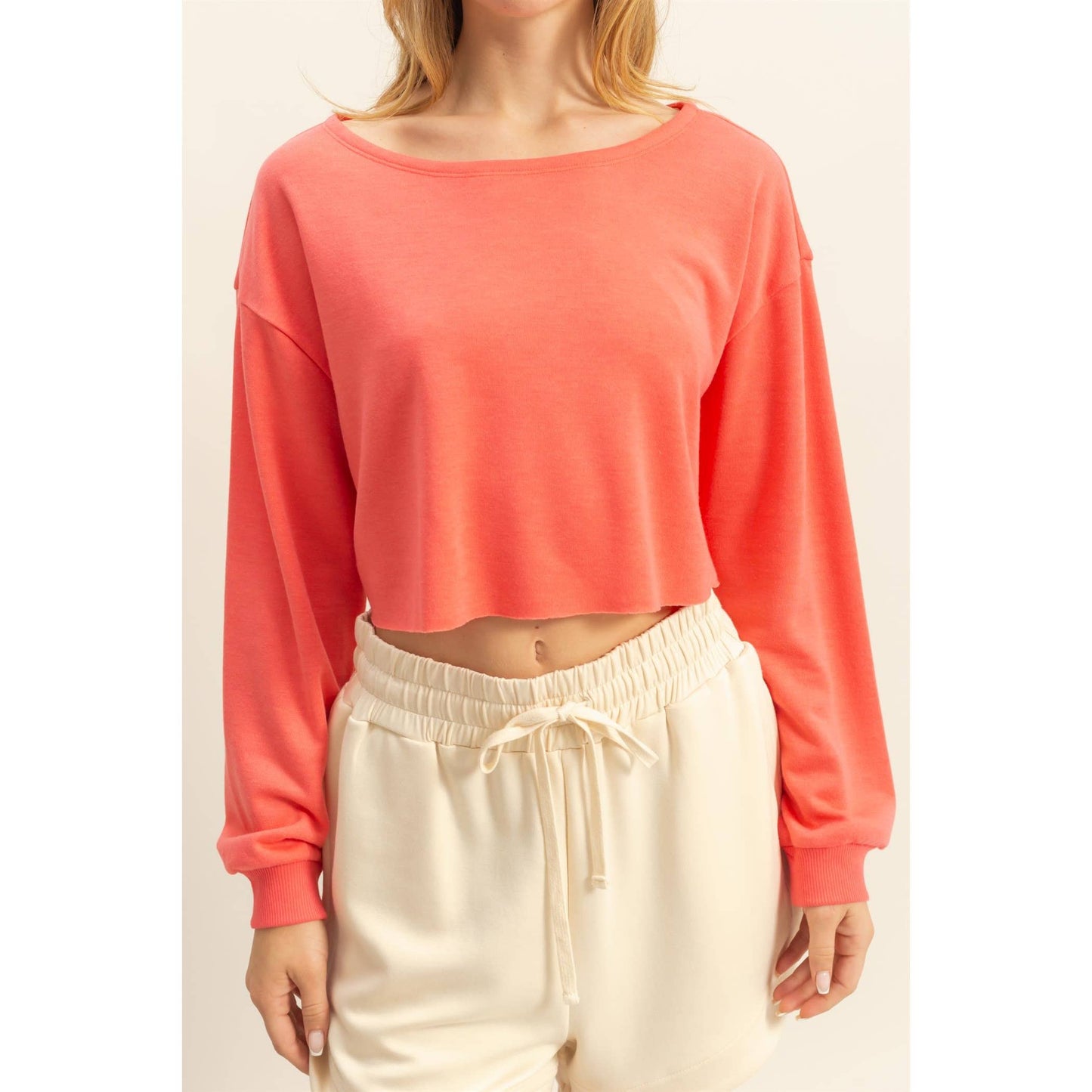 Casually Cute Boat Neck Long Sleeve Top