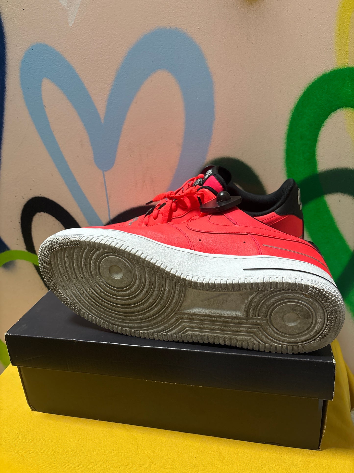 Nike Air Force 1 '07 LV8 "Double Air Pack" sneakers in the Laser Crimson colorway Women’s 12.5 Men’s 11