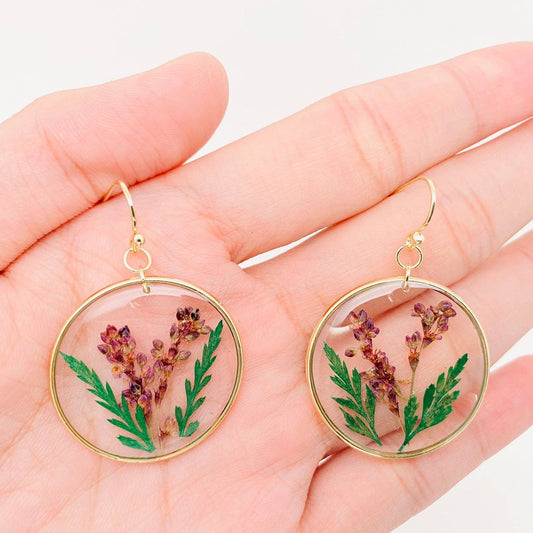 Persicaria Orientalis Pressed Dried Flower Earrings