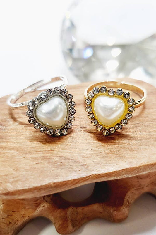 Pearl Heart Semi Precious Ring